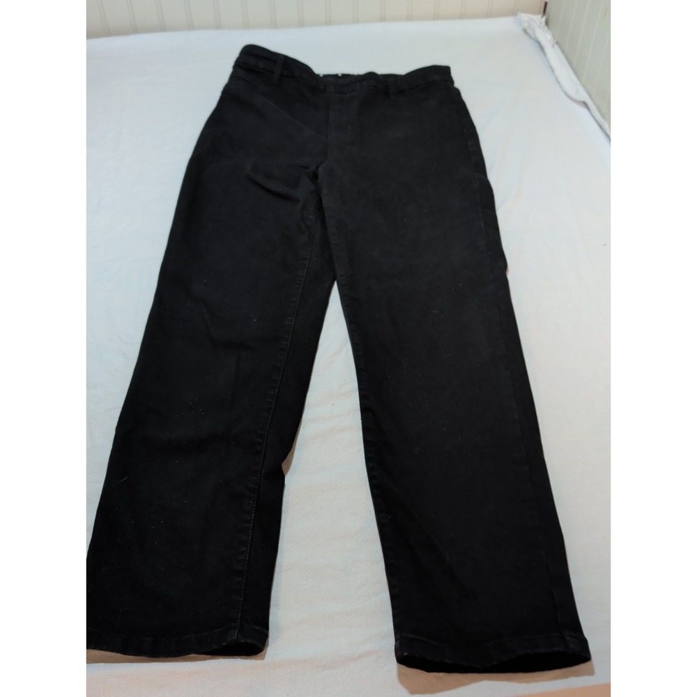 Time and Tru Women's Black Wide Leg Crop Jeans Stretch Denim Pants Size 12